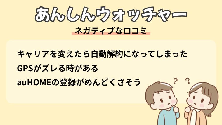 あんしんウォッチャー　ネガティブな口コミ