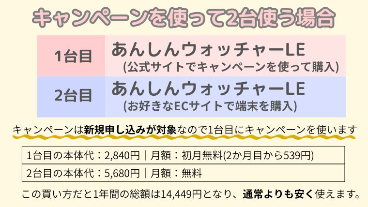 2台利用時のおすすめの組み合わせ(2026年のキャンペーンを使った場合)