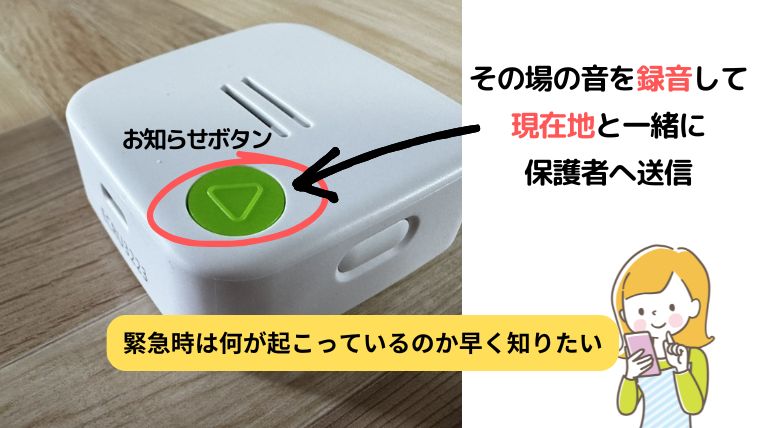 みもりGPSトークのお知らせボタンの写真と説明